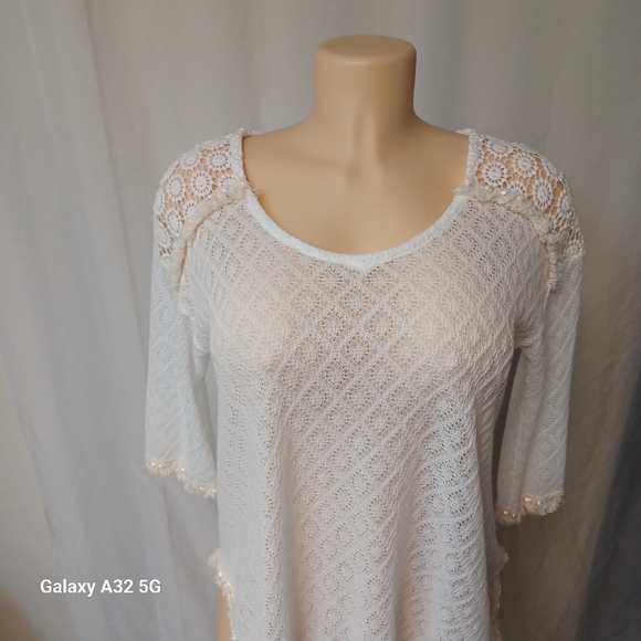 Curio New York Size Pm Elegant White Lace Blouse - Picture 7 of 11
